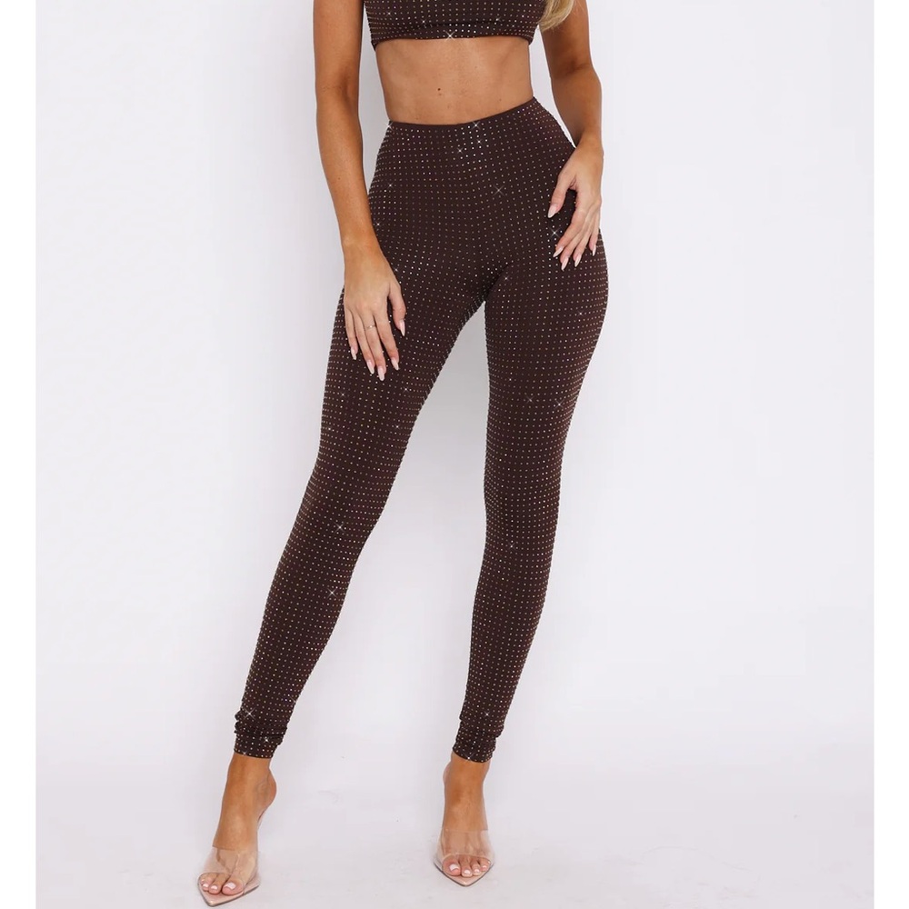 White Fox Boutique Brown Studded Leggings